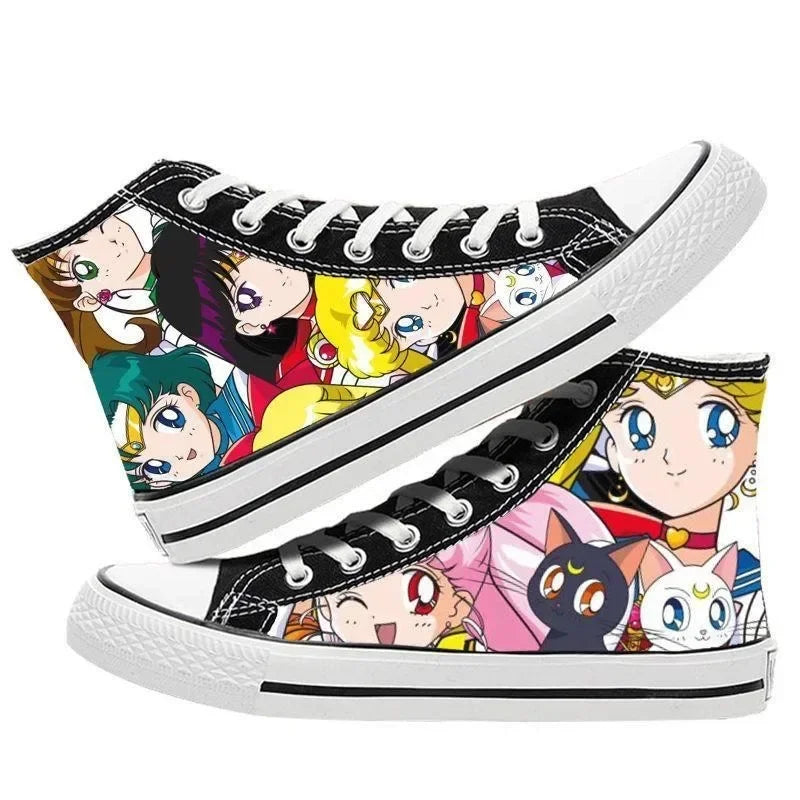 Sailor Moon high-top two-dimensional student canvas shoes anime men and women cartoon fashion casual graffiti board shoes  gifts