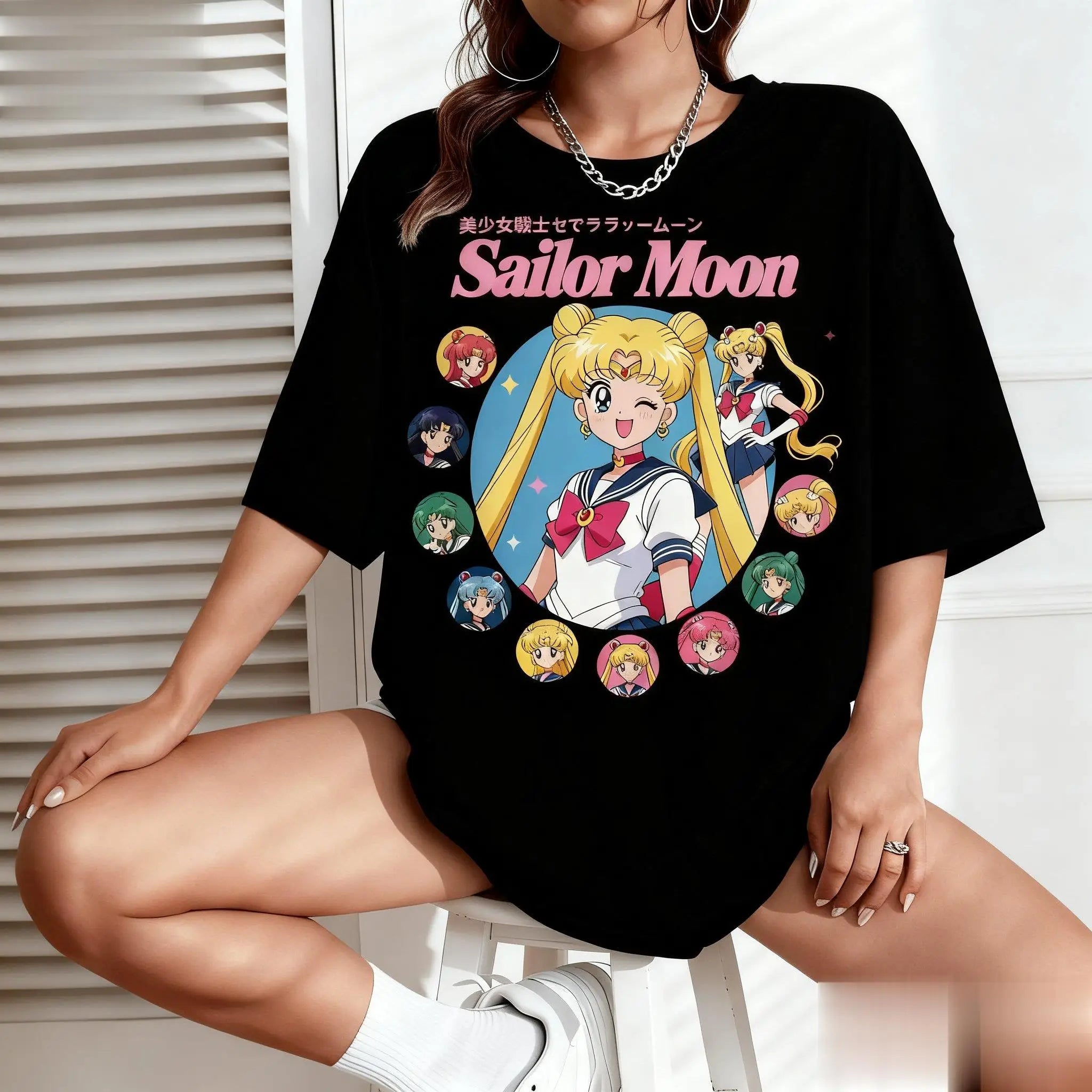 2026 New Year's New Style Retro Sailor Moon Anime Pattern Men's and Women's Short Sleeved T-shirt Street Wear Y2k Clothes Summer