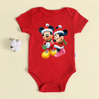 Christmas Newborn Baby Red Romper 100% Cotton Baby Mickey Print Infant Outfit Baby Girls Boys Bodysuit Disney Clothes Xmas Gift