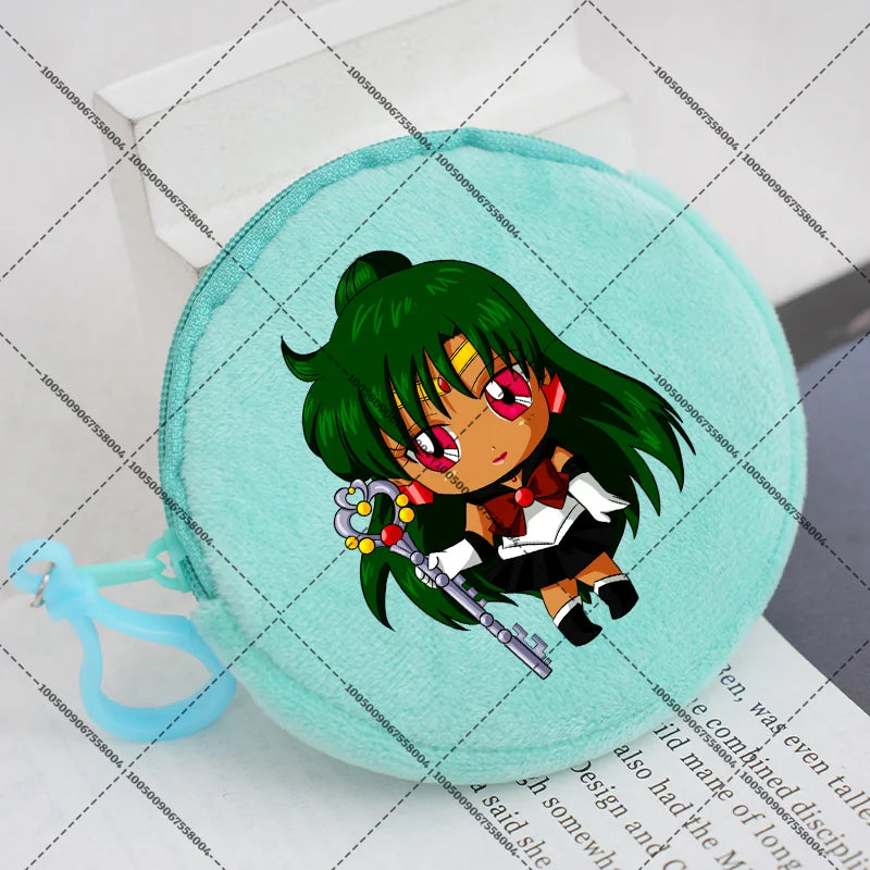 Sailors Moon Zipper Purses Small Bags Portable Coin Pouch Anime Children Round Wallet Cartoon Mini Storage Keychain Bag Kid Gift