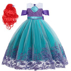 Cute Girl Princess Little Mermaid Ariel Dress Kids Cosplay Costume Children Halloween Birthday Party Clothes Summer Dress Girl