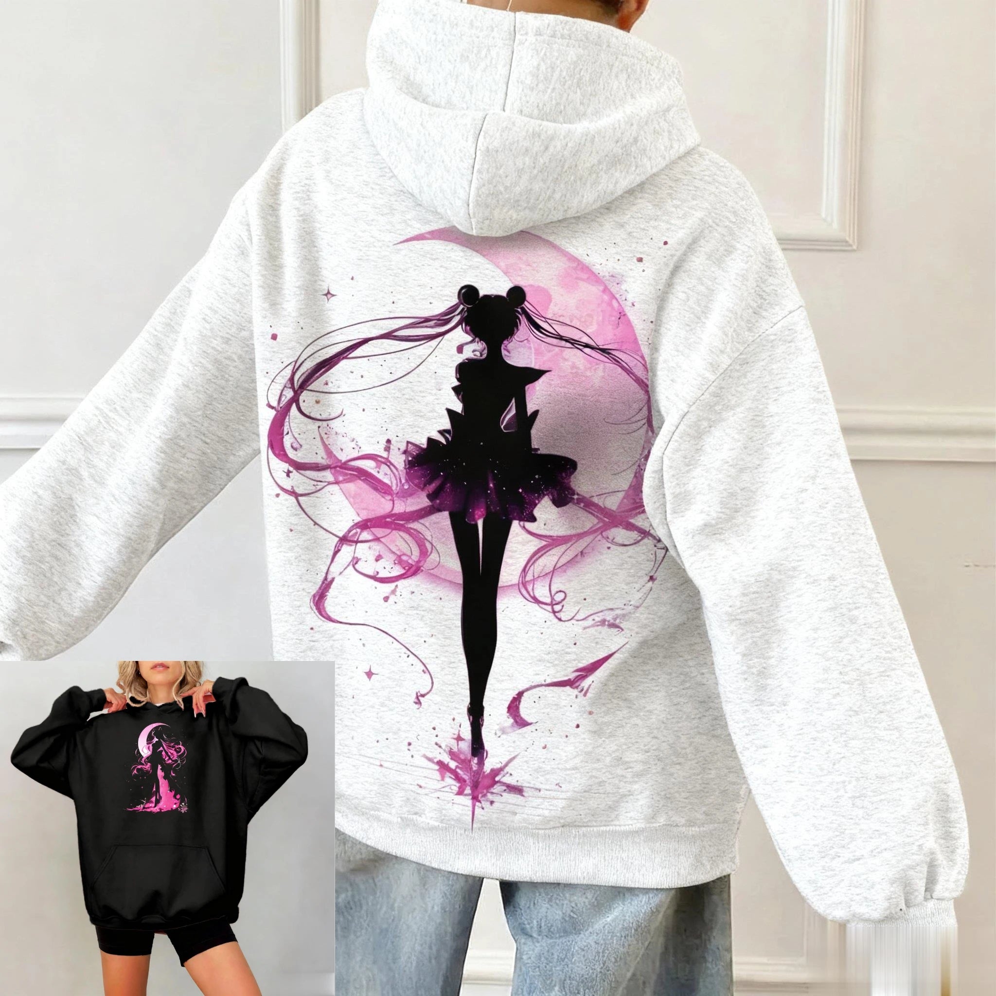Sailor Moon Anime Women Men Hoodie Oversized Casual Streetwear Kawaii Print Pullover Sweatshirt Spring Autumn Trendy Y2k Unisex