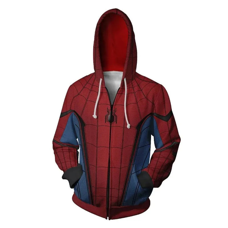 Marvel Spiderman Male Student New Cartoon Creative Anime Fashion Trend Cool Casual Comfortable Hooded Top Jacket Sweatshirt
