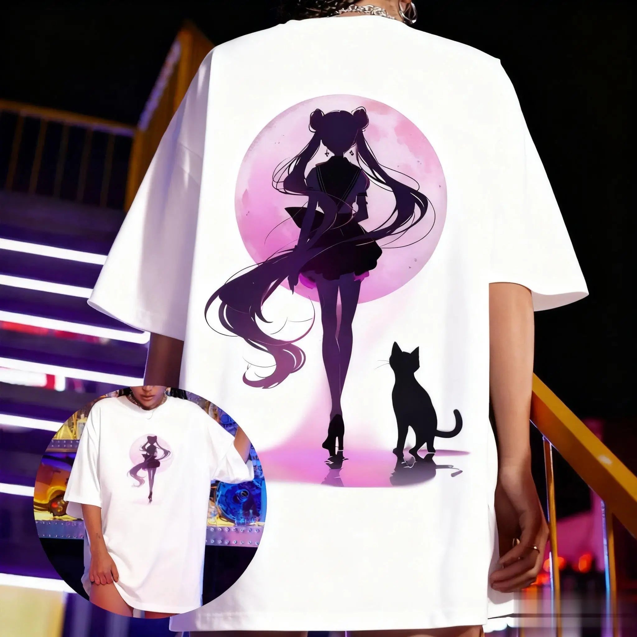 New Anime T-shirt Men Women Sailor Moon Summer Casual Cotton Short Sleeve Streetwear Oversized Anime Print Graphic Tee Y2k Tops