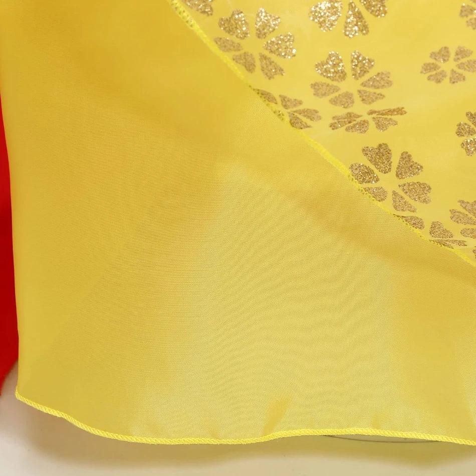 Snow White Costume for Girls Short Sleeve Dress with Cape Tulle Dress Princess Birthday Party Gown