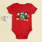 Christmas Newborn Baby Red Romper 100% Cotton Baby Mickey Print Infant Outfit Baby Girls Boys Bodysuit Disney Clothes Xmas Gift