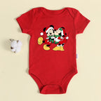 Christmas Newborn Baby Red Romper 100% Cotton Baby Mickey Print Infant Outfit Baby Girls Boys Bodysuit Disney Clothes Xmas Gift