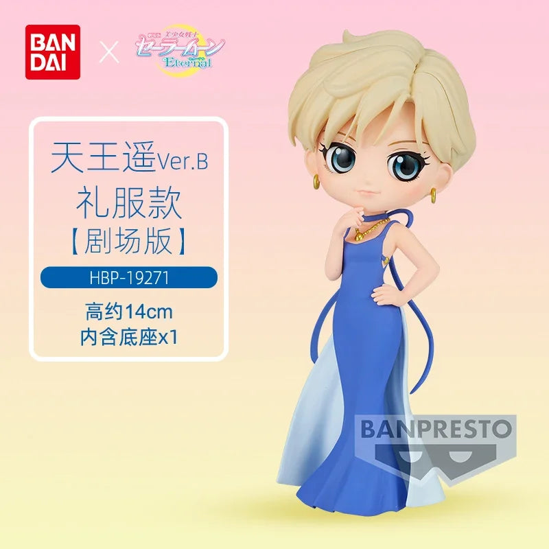 Original Bandai Qposket Sailor Moon Figure Eternal The Movie Princess Neptune Uranus Action Figurine Anime Model Girl Statue Toy