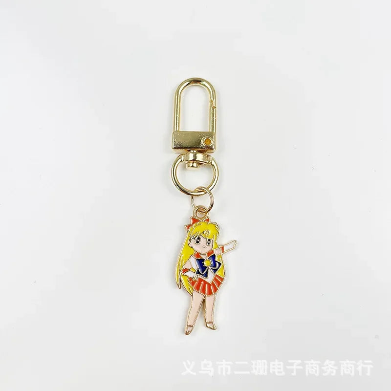 Sailor Moon Keychain Girl Metal Key Chain Creative Cartoon Anime Car Pendant Women Charm Key Ring Cute Couple Birthday Gift