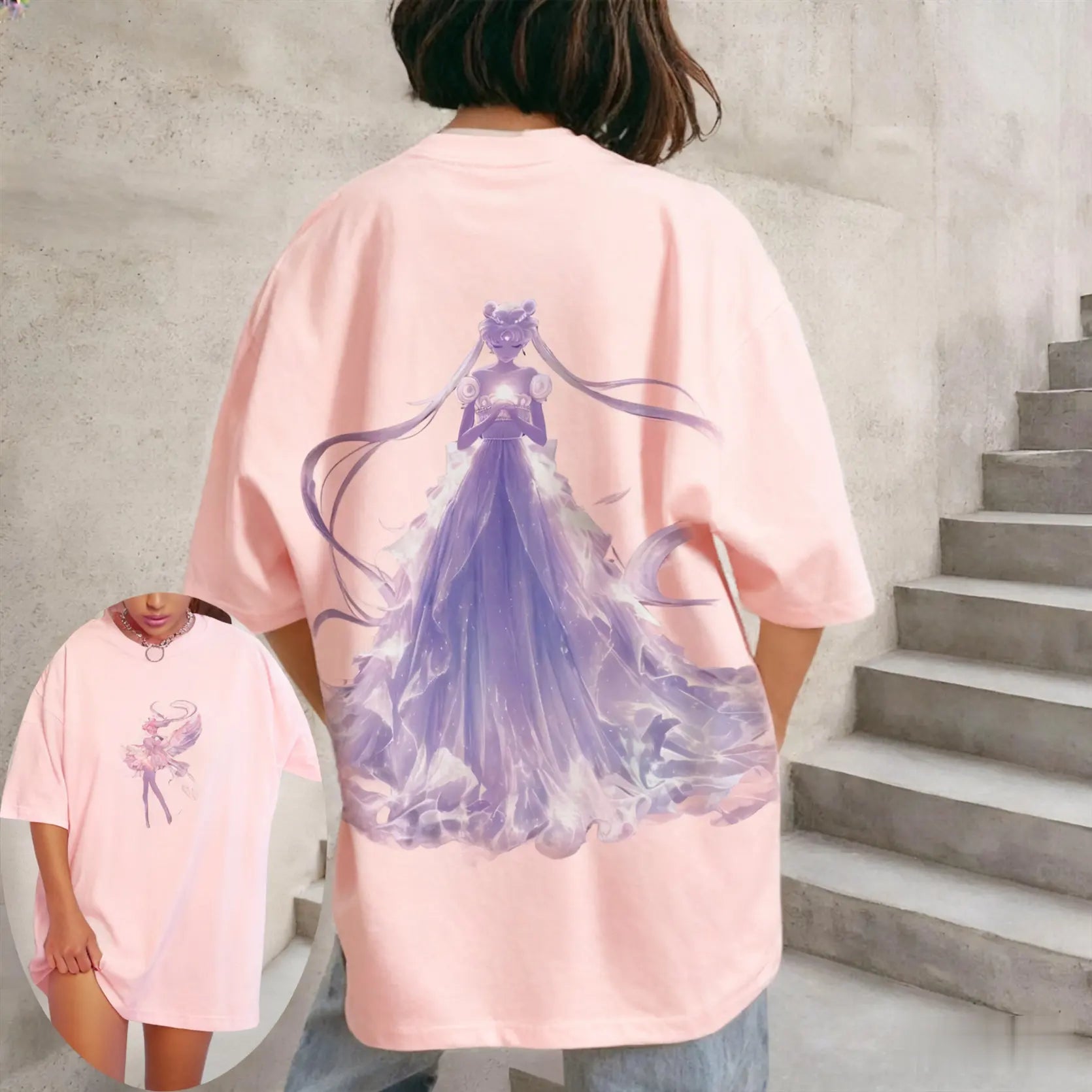 Sailor Moon Loose Women's Parent-child Fashion Short-sleeved T-shirt for Spring Summer Oversized Comfortable Casual Outdoor Top