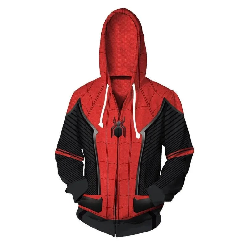 Marvel Spiderman Male Student New Cartoon Creative Anime Fashion Trend Cool Casual Comfortable Hooded Top Jacket Sweatshirt