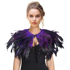 Witch's genuine feather shawl cloak with lace collar, suitable for all kinds of festival activities, witch costume.