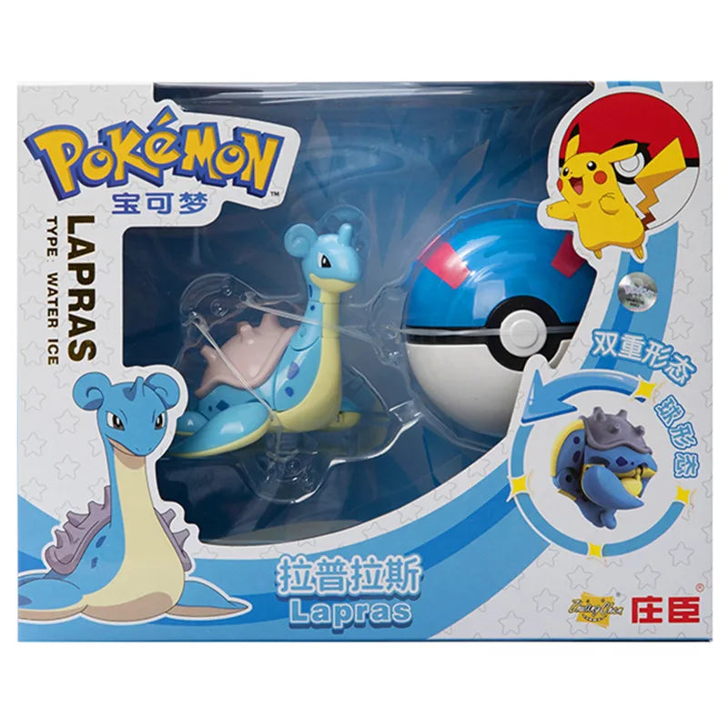 Genuine Pokemon Anime Figure Pikachu Gengar Charizard Gyarados Mew Dragonite Doll Model Children's Transformation Toy Gift Set