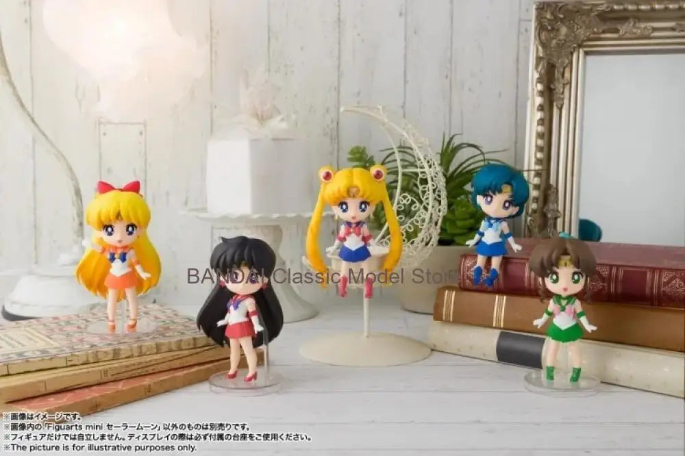 Bandai Original Sailor Moon Anime Figuarts Mini 9cm Sailor Mars Sailor Venus Action Figure Toys For Adult Gift Collectible Model