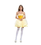 Halloween Beauty and the Beast Costume Women's Sexy Yellow Belle Princess Cosplay Carnival Party Fancy Dress Up