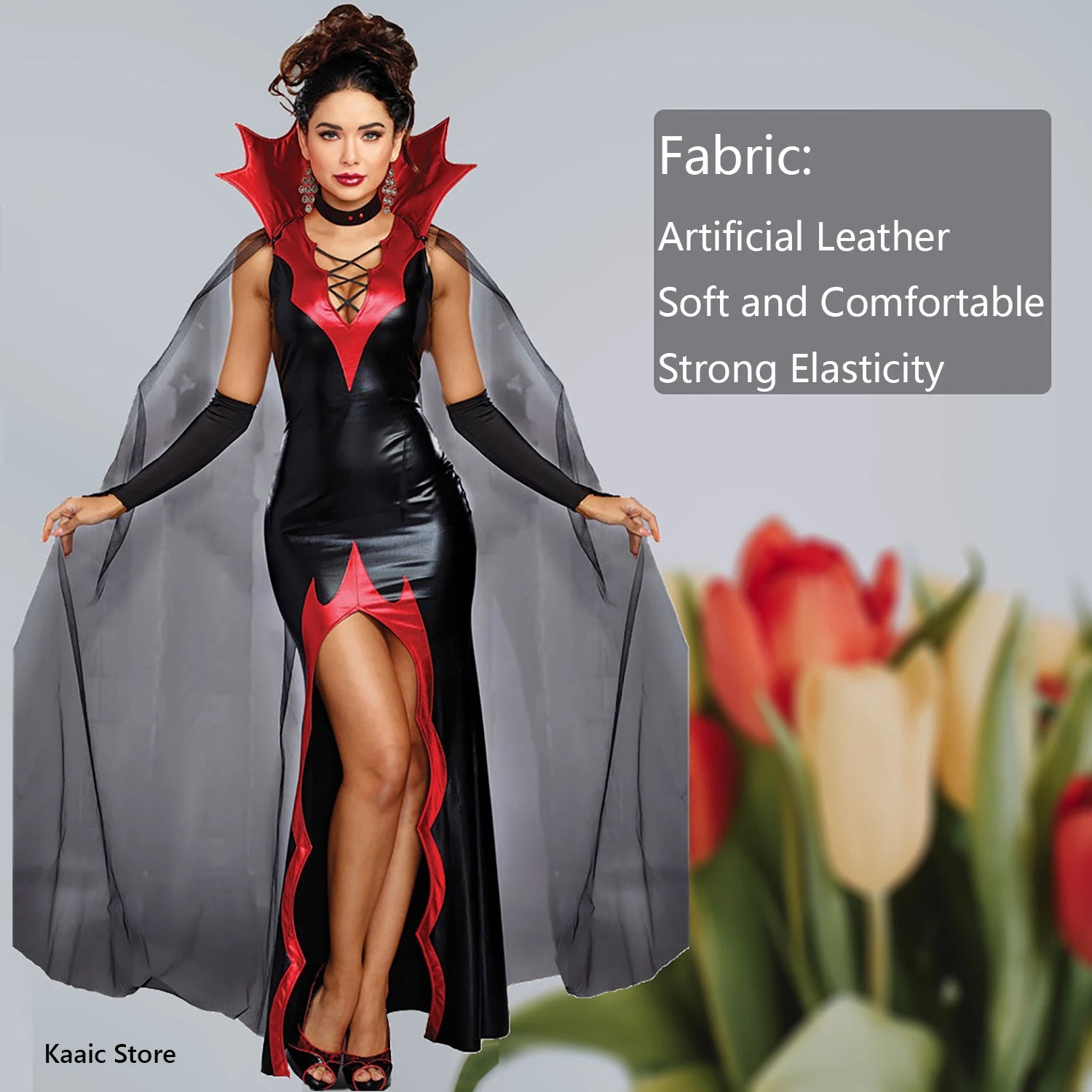 Cosplay Witch Dress Cloak Women Patent Leather Prom Magic Vampire Female Costumes Role Playing Halloween Costume