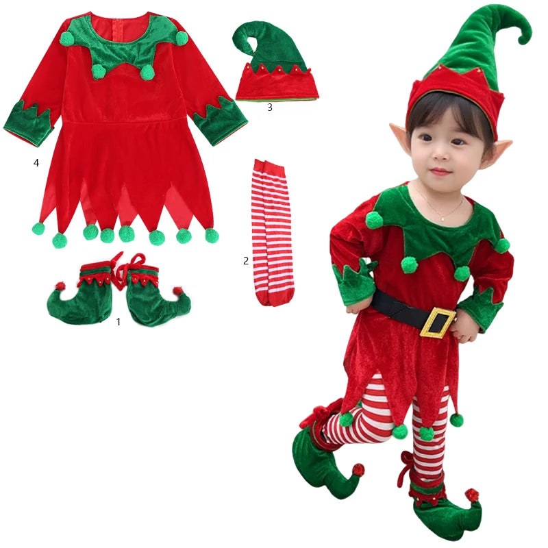 Christmas Kids Clothes Girl's Cosplay Dress Boys and Girls Carnival Party Clothes Children's New Year Costume Xmas Suit Gift
