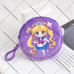 Sailors Moon Zipper Purses Small Bags Portable Coin Pouch Anime Children Round Wallet Cartoon Mini Storage Keychain Bag Kid Gift