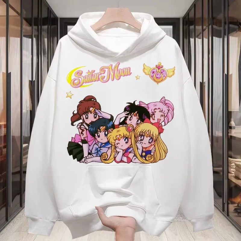 SAILOR MOON Japanese Anime Cute Character Print Collaboration Long Sleeved Sweatshirt for Men and Women Loose Autumn and Winter
