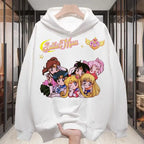 SAILOR MOON Japanese Anime Cute Character Print Collaboration Long Sleeved Sweatshirt for Men and Women Loose Autumn and Winter