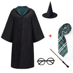 Adult Girls Hogwarts Cosplay Magic School Robes Cloak Slytherin Halloween Cape Boys Costume Women Men Uniform Scarf Tie Gifts
