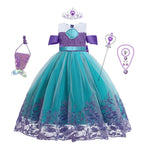 Cute Girl Princess Little Mermaid Ariel Dress Kids Cosplay Costume Children Halloween Birthday Party Clothes Summer Dress Girl