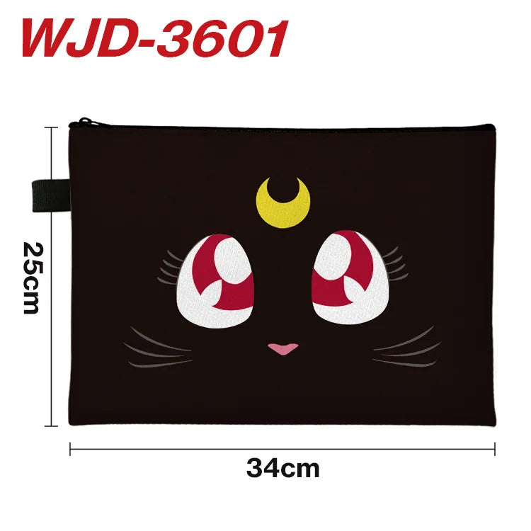 Sailor Moon File Bag - Cartoon and Anime Full-Color Document Bag, Zippered Test Paper Stationery Storage Bag