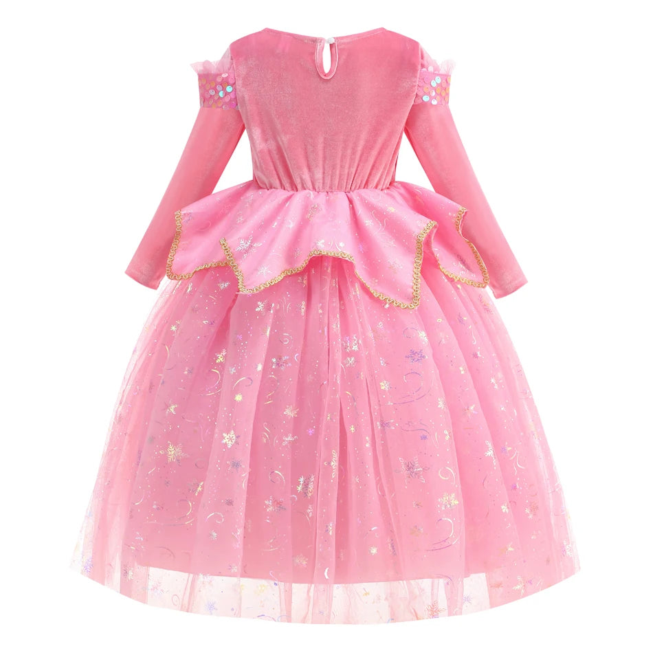 Halloween Costumes Kids Pink Girls Party Dresses Girl Aurora Princess Gown Sleeping Beauty Cosplay Costume Fantasy Disguise Sets