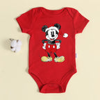Christmas Newborn Baby Red Romper 100% Cotton Baby Mickey Print Infant Outfit Baby Girls Boys Bodysuit Disney Clothes Xmas Gift