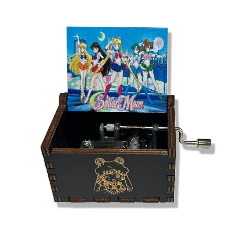 Sailor Moon Figurines Hand Crank Music Box Cartoon Anime Derivative Peripherals Girls Birthday Party Gifts Decoration Ornaments