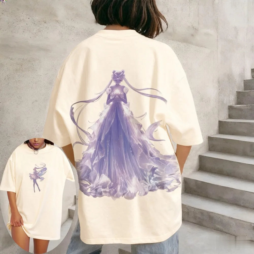 Sailor Moon Loose Women's Parent-child Fashion Short-sleeved T-shirt for Spring Summer Oversized Comfortable Casual Outdoor Top