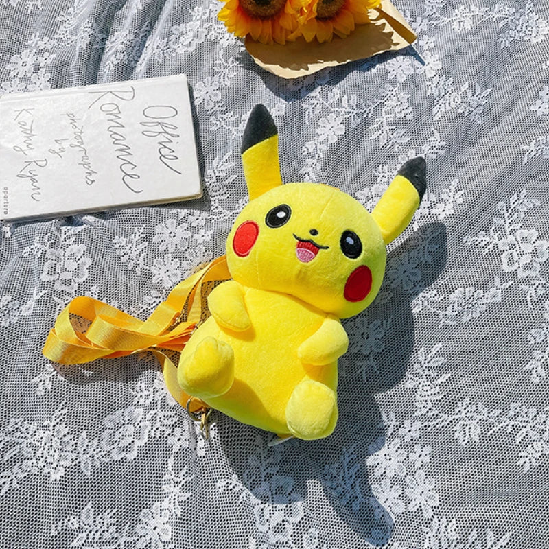 Pikachu Plush Backpack Pokemon Animation Peripheral Cartoon Handbag Kawaii Large Capacity School Bag for Children