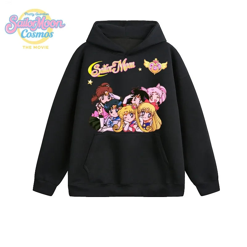SAILOR MOON Japanese Anime Cute Character Print Collaboration Long Sleeved Sweatshirt for Men and Women Loose Autumn and Winter