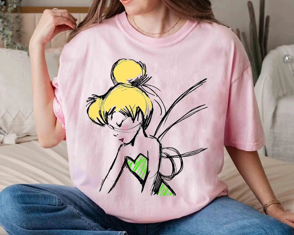 Disney Peter Pan Tinker Bell Sketch Profile Shirt Neverland T-Shirt Unisex T-Shirt, Family Birthday Gift T-Shirt