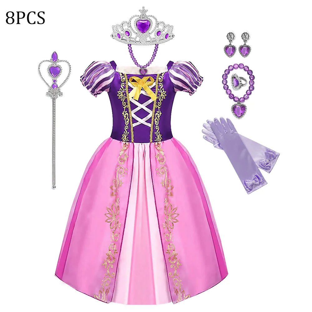 Princess Girl Dress Rapunze Costume For Kids Girl Halloween Cosplay Birthday Party Dresses Gowns Children Clothes Outfit