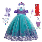Cute Girl Princess Little Mermaid Ariel Dress Kids Cosplay Costume Children Halloween Birthday Party Clothes Summer Dress Girl