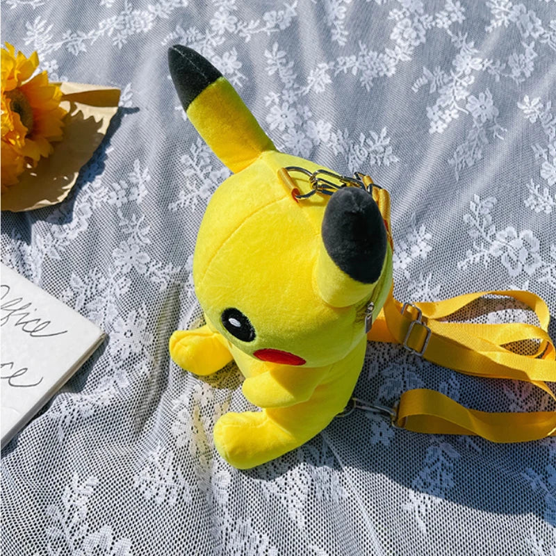 Pikachu Plush Backpack Pokemon Animation Peripheral Cartoon Handbag Kawaii Large Capacity School Bag for Children
