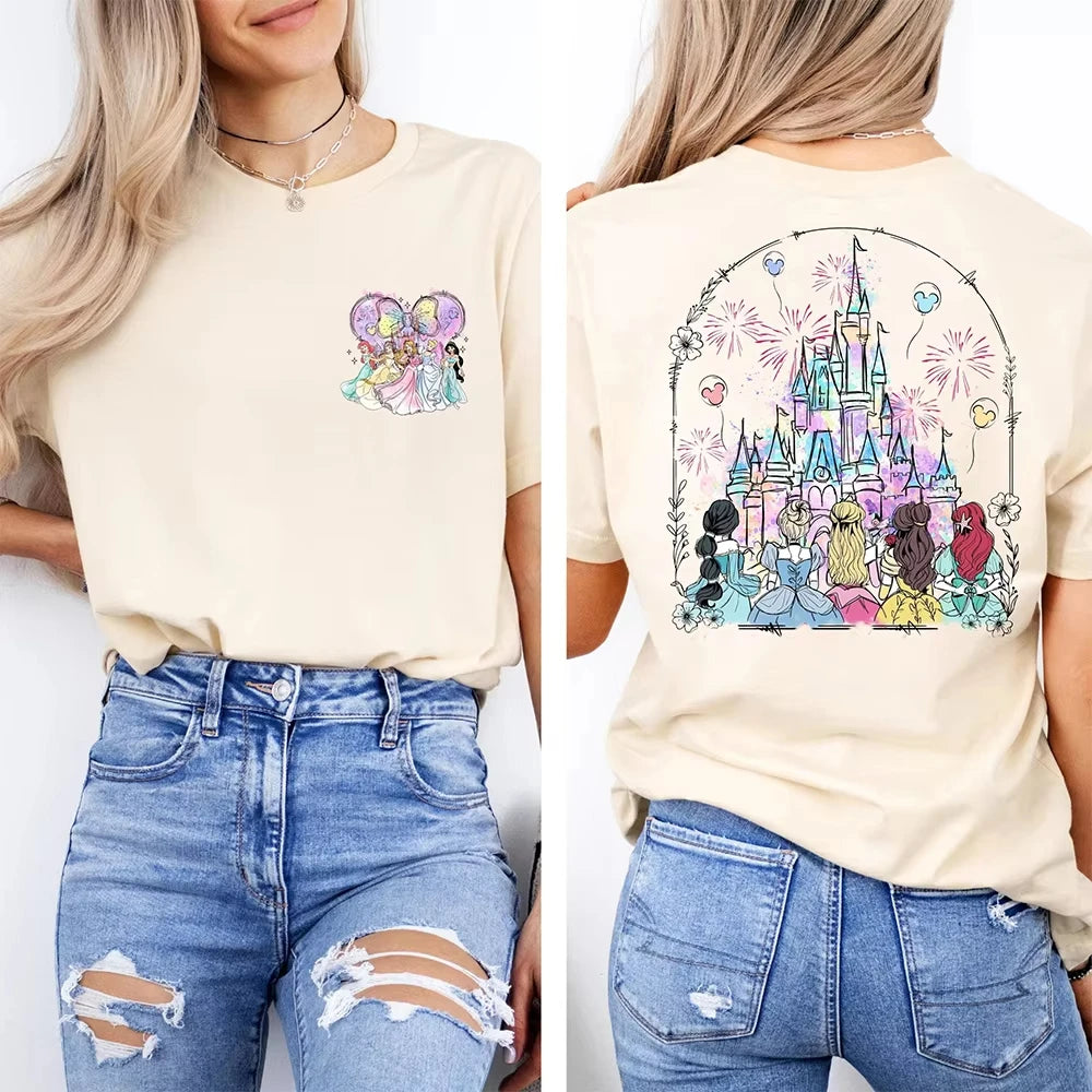 New Disney Women's Breathable T-shirt Cotton Fabric Version Loose Casual Round Neck Short Sleeve Design