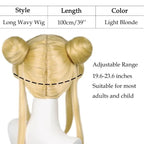 HN8 Sailor Moon Tsukino Usagi Long Curly Blonde Ponytails Wig with 2 Pongtails with Wig Cap for Halloween Costume Party8…Gf
