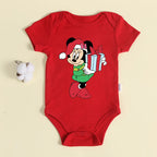 Christmas Newborn Baby Red Romper 100% Cotton Baby Mickey Print Infant Outfit Baby Girls Boys Bodysuit Disney Clothes Xmas Gift