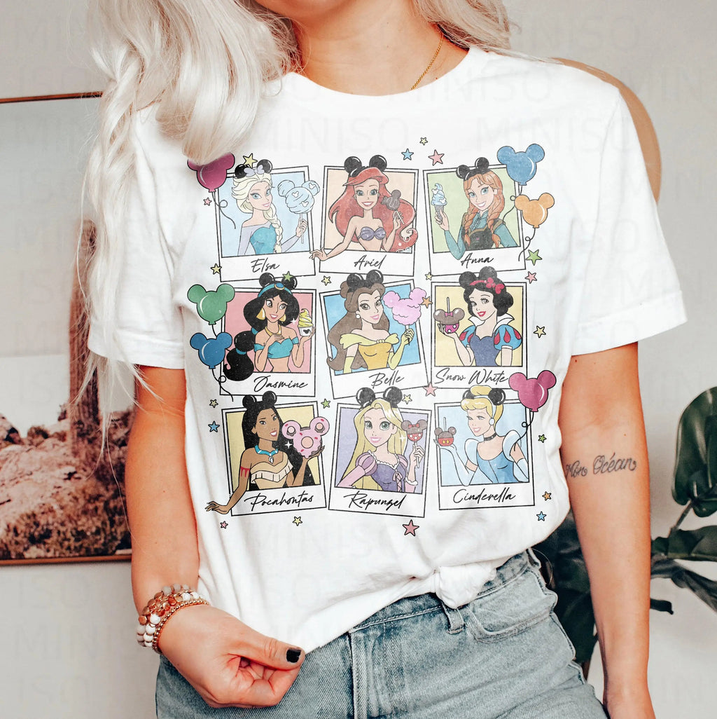 Retro Disney Princess Comfort Colors Shirt Polaroid Frame Disney Princess Tee Disney Girl Trip Tee Princess Women Tee