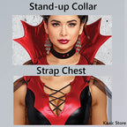 Cosplay Witch Dress Cloak Women Patent Leather Prom Magic Vampire Female Costumes Role Playing Halloween Costume