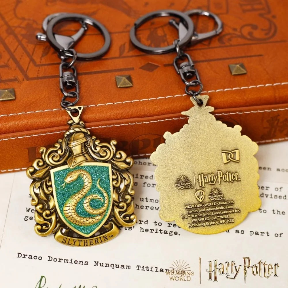 Genuine Harry Potter Metal Embossed Badge Keychains Cosplay Props Film Television Peripheral Backpack Hanging Ornaments Gifts