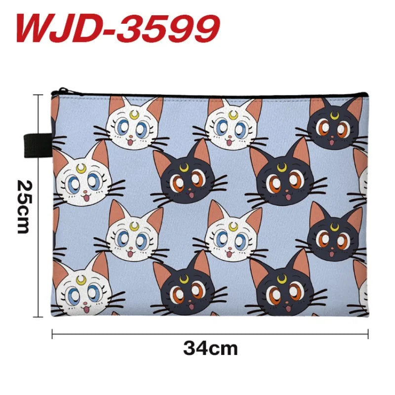Sailor Moon File Bag - Cartoon and Anime Full-Color Document Bag, Zippered Test Paper Stationery Storage Bag