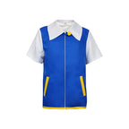 Men Anime Trainer Cosplay Costume Boys Ash Ketchum Adult for Girls Halloween Women Disfraz Party Blue Jacket Cap and Gloves Sets