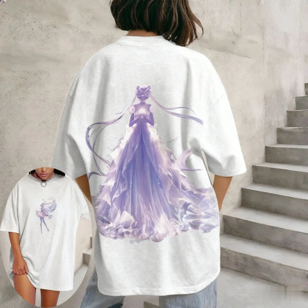 Sailor Moon Loose Women's Parent-child Fashion Short-sleeved T-shirt for Spring Summer Oversized Comfortable Casual Outdoor Top