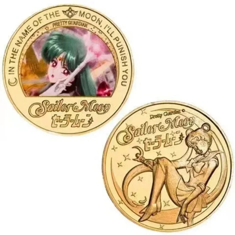 Bandai Sailor Anime Moon Usagi Tsukino Commemorative Coins Anime Peripheral Kawaii Cartoon Gold Lucky Coin Christmas Gift Toys
